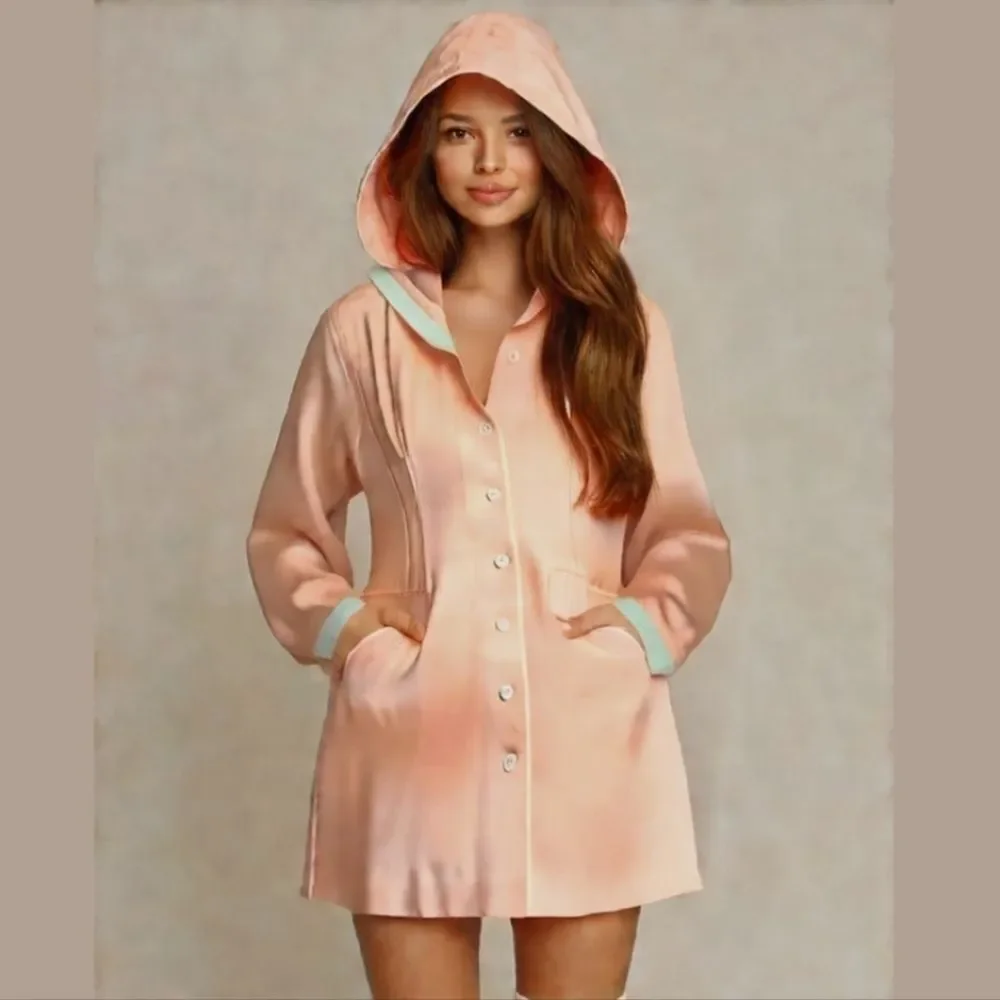 Chic Peach Hooded Jacket from Florence, Italy